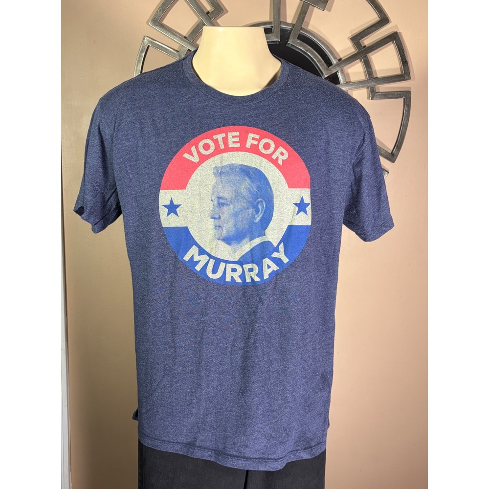 Chive Tees Mens XL Vote For Murray Bill Murray Graphic T-Shirt Heather Navy Blue